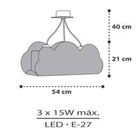 Závesné svietidlo Dalber Cloud Grey v tvare oblaku, sivé